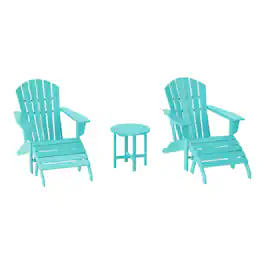 WestinTrends - Dylan Outdoor Adirondack Chair With Ottoman And Side Table 5-Piece Set - Turquoise