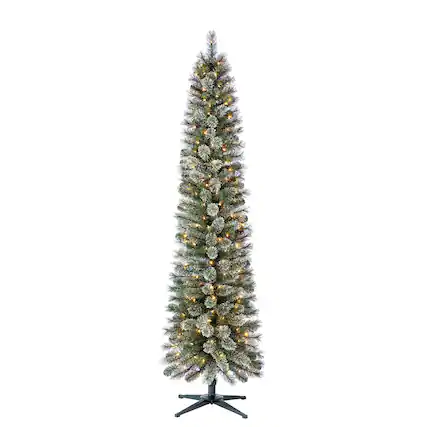 Front. Home Heritage - Home Heritage Stanley 7' Pine Artificial Christmas Tree, PreLit 350 Clear Lights - 7ft. Clear.