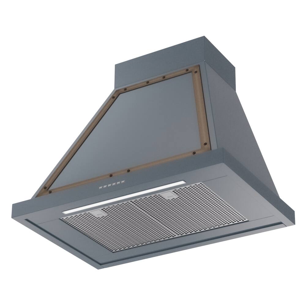 Alt View 2. ILVE - ILVE Nostalgie II Series 30 in. Noblesse Wall Mount Range Hood with 600 CFM (Burnished Trim) - Blue Grey.