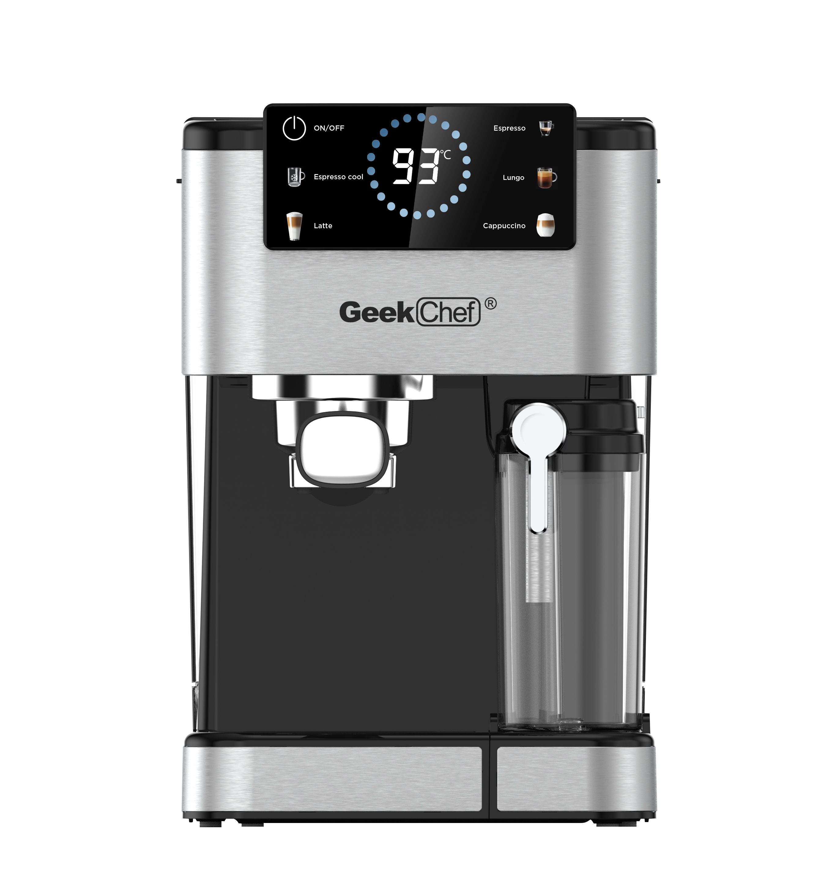 ON/OFF  
Espresso cool  
93°C  
Espresso  
Lungo  
Latte  
Cappuccino  
Geek Chef