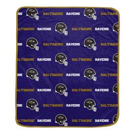 Pegasus - Baltimore Ravens 60" x 72" Repeat Helmet Wordmark Ultra Soft Blanket - Multicolor