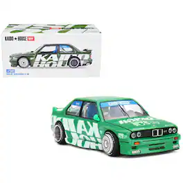 True Scale Miniatures - BMW M3 "Kaido Works V2" Green Metallic with Graphics "Kaido House" Special 1/64 Diecast Model Car by Mini GT