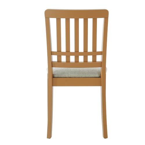 Alt View 2. LUCKY ONE - Assembled Scandinavian Dining Chair Set of 2 Curved Wood Back with Gray Fabric Seat - Light Brown.