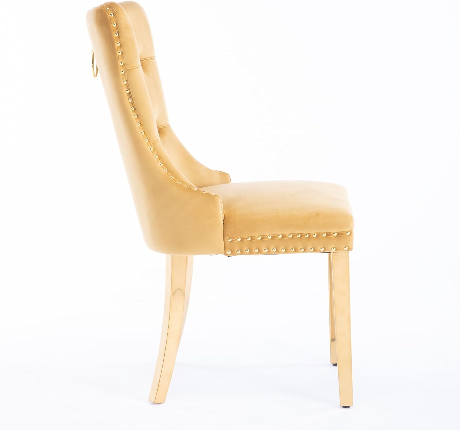 Alt View 4. Trinkets Crazed - Velvet Dining Chair Set of 2 Upholstered Tufted Dining Room Chair with Nailhead Trim - gold.