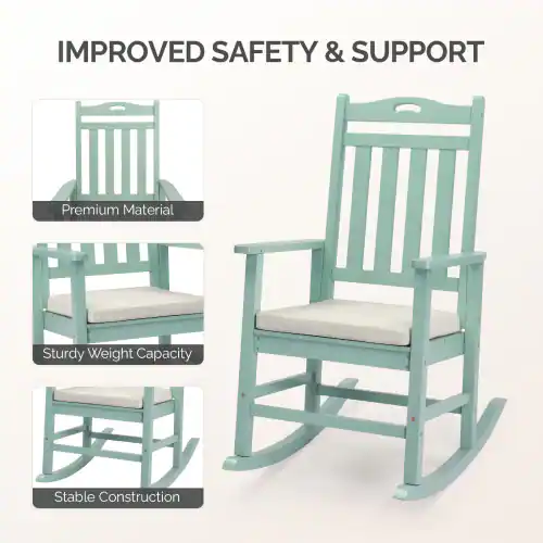 Sturdy Rocking Chair Winado Wooden Rocking Chair, Heavy Duty 450LBS with High Backrest ...