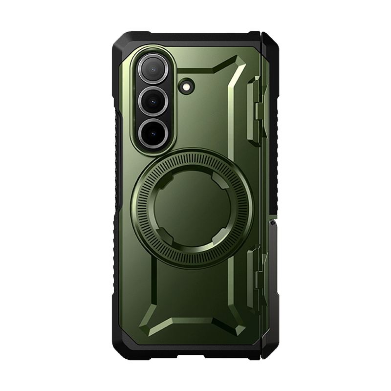 Front. SUPCASE - Galaxy Z Fold7 UB Grip MagSafe Case - Dark Green - Dark Green.