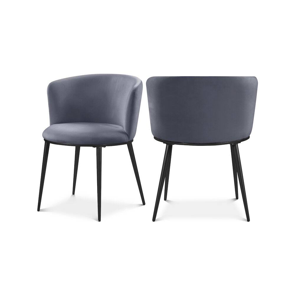 Meridian Furniture - Skylar Grey Velvet Dining Chair, Set of 2 - Gray