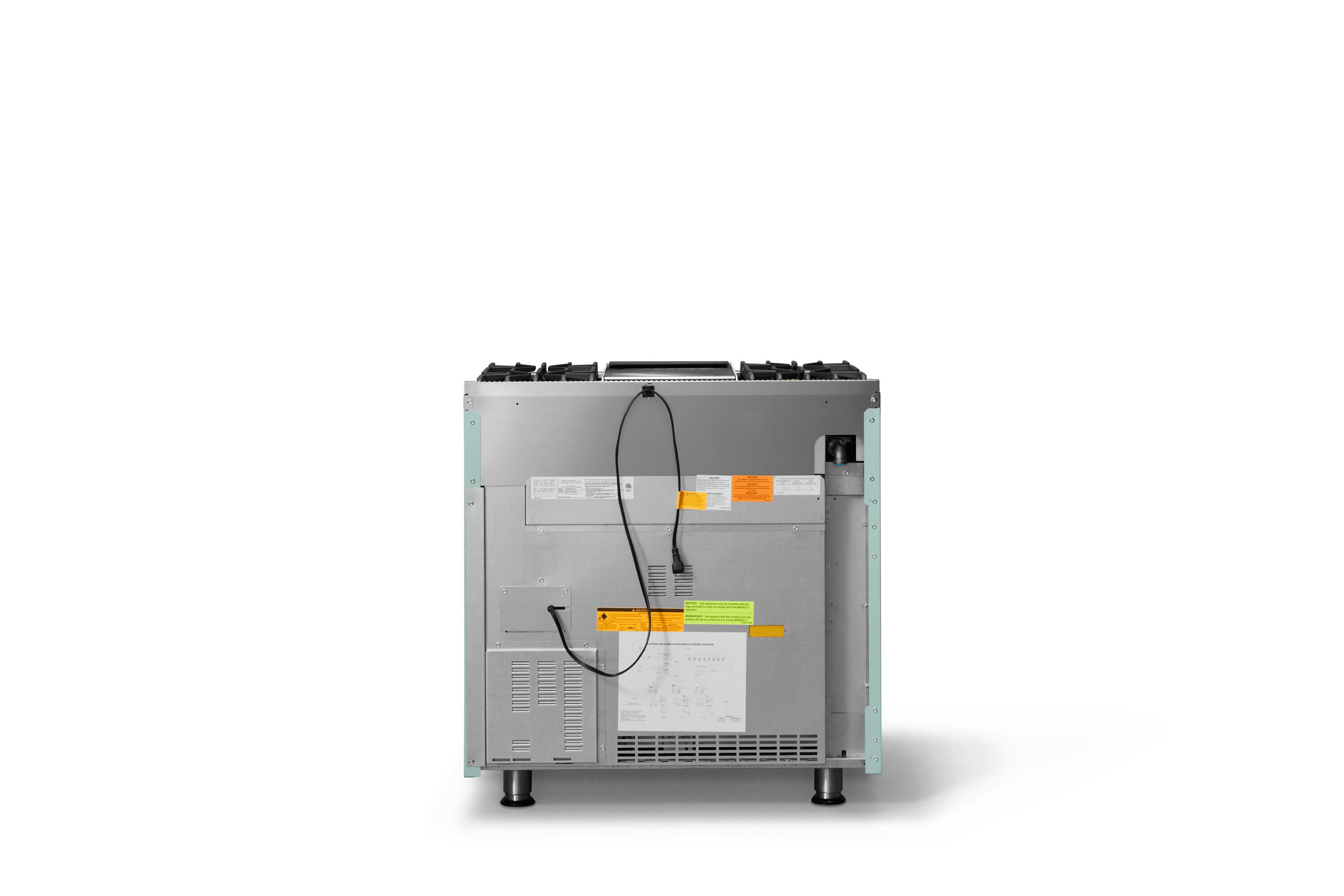 Back. Viking - 5.1 Cu. Ft. 36"W Freestanding LP Gas Sealed 4 Burner Range with Griddle - Splash.