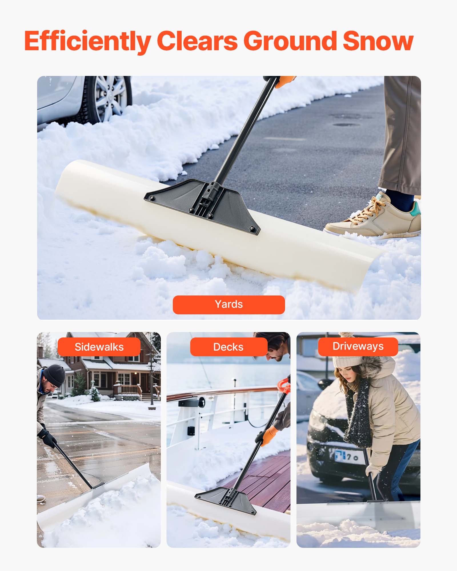 Efficiently Clears Ground Snow

- Yards
- Sidewalks
- Decks
- Driveways
