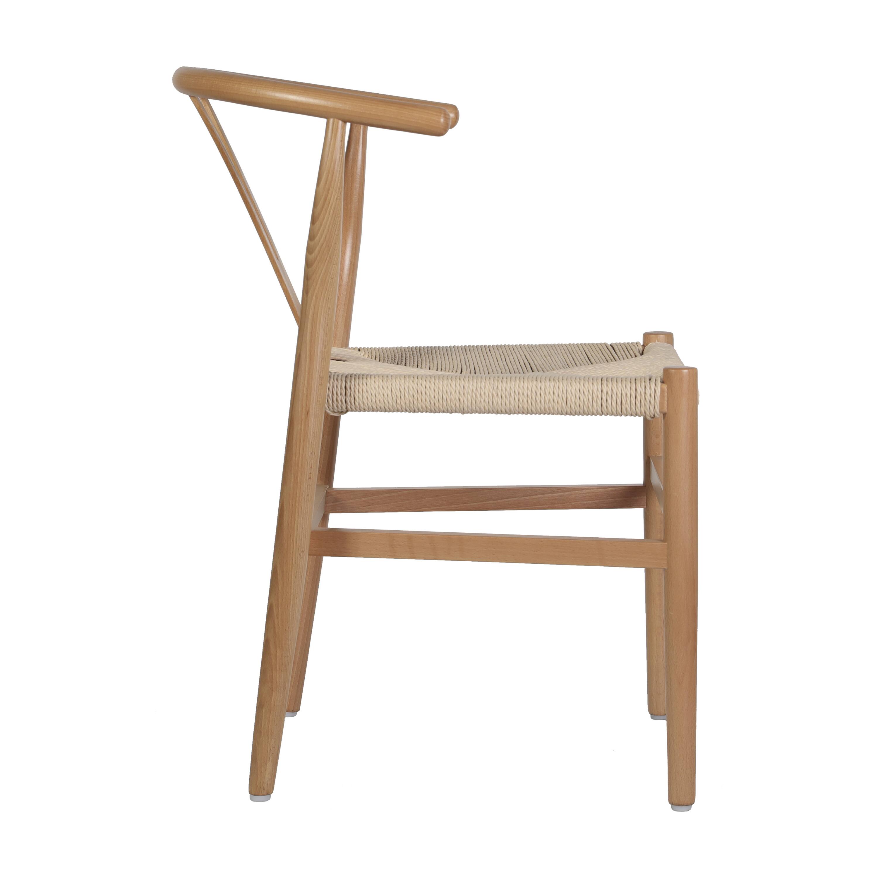 Alt View 7. Emma + Oliver - Devine Y-Back Style Wooden Dining Chair with Kraft Paper Rope Seat, Stackable Design - Oak Frame/Natural Seat.