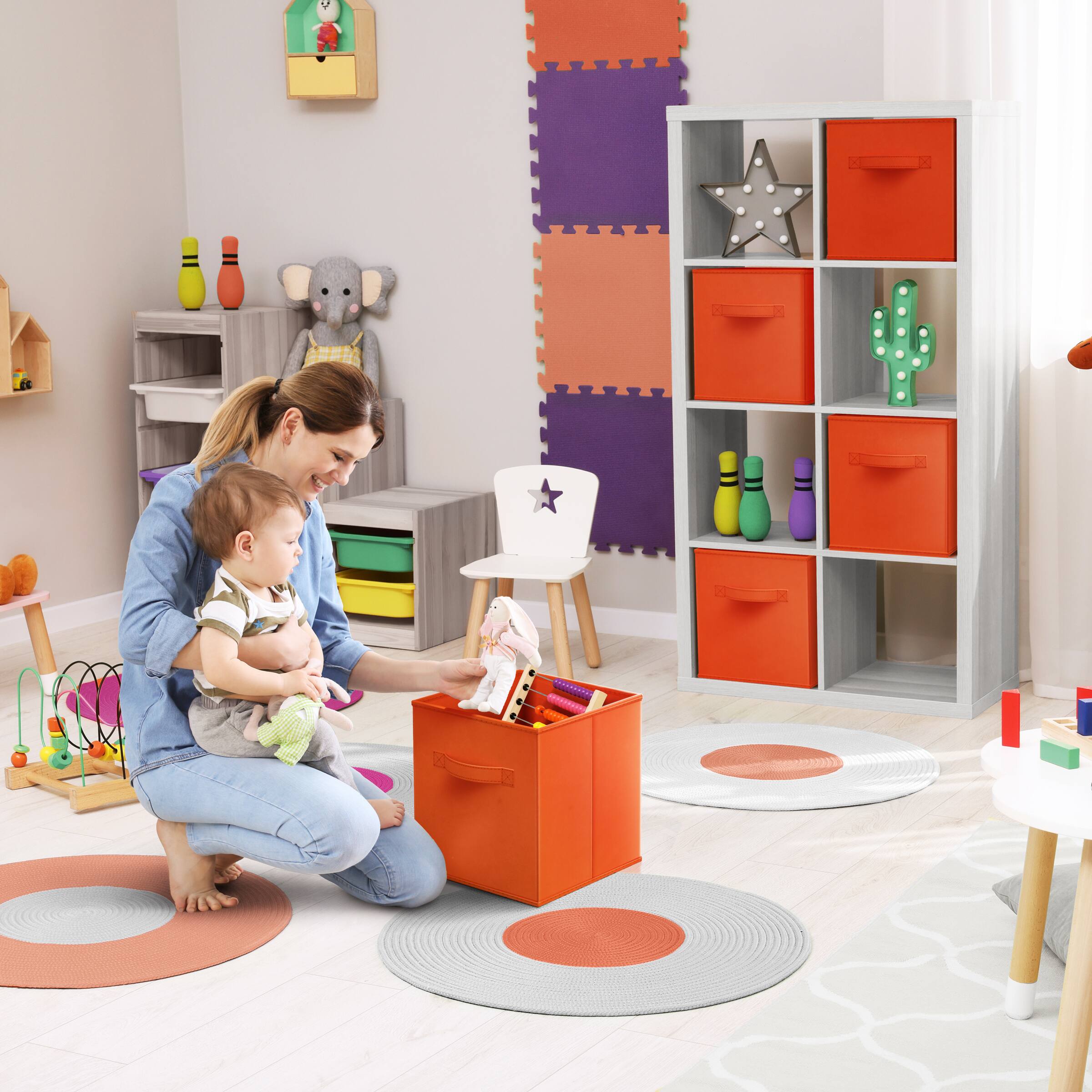 Alt View 3. Sorbus - Sorbus Fabric Storage Cube, 11-Inch Foldable Storage Bin with Handle for Closet, Pantry, Cubbies, Toys & Bath (1-Piece) - Orange.