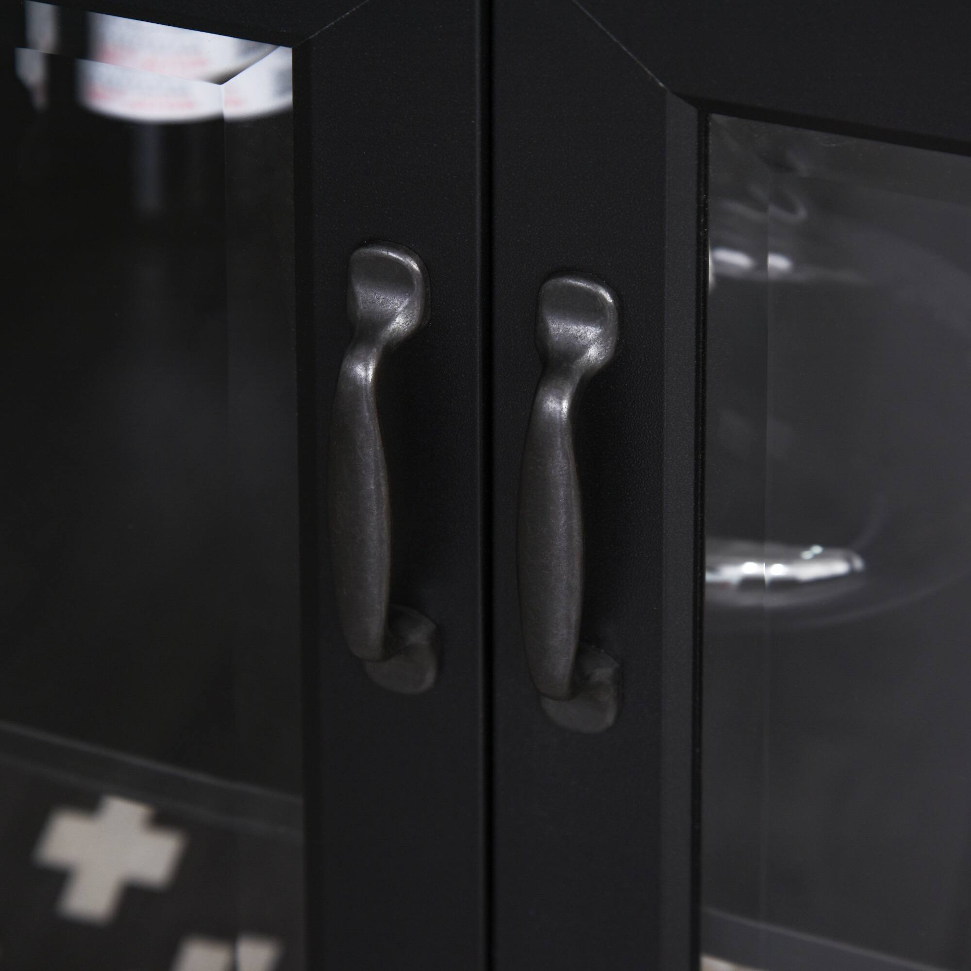 Alt View 8. Homcom - 71" Bookcase Storage Hutch Cabinet with Adjustable Shelves and Glass Doors - Black.