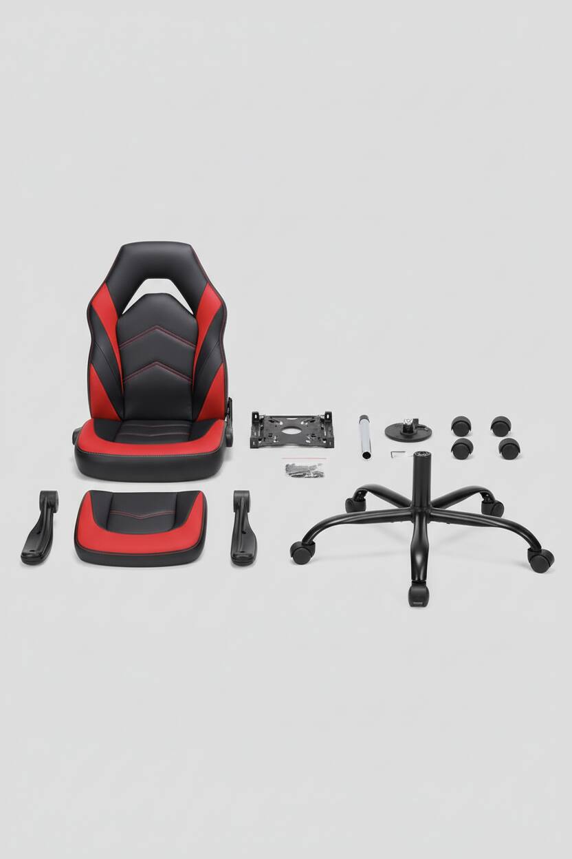 Alt View 1. AOITUN - Gaming Chair Ergonomic Office Chair PU Leather Desk Chair Executive Adjustable Swivel Task Chair with Flip-up Armrest - Red.