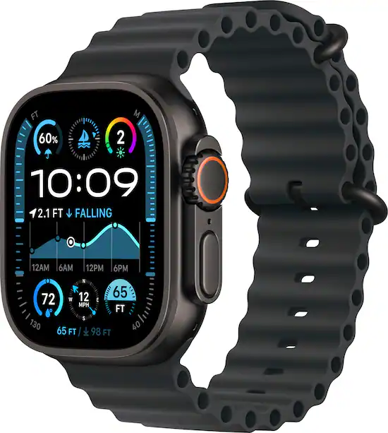 Apple Watch Ultra 2 GPS Cellular 49mm Titanium Case with Black Ocean Band Black 2024 MX4P3LW A Best Buy