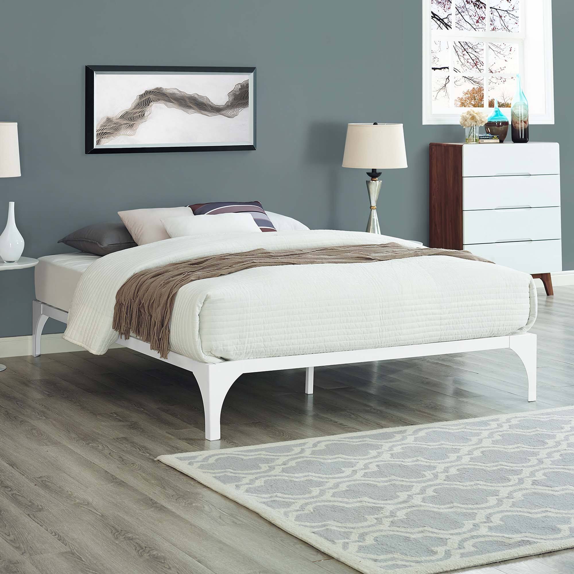 Alt View 2. Modway - Sharon Fabric Twin Bed Frame with Squared Tapered Legs - Gray.