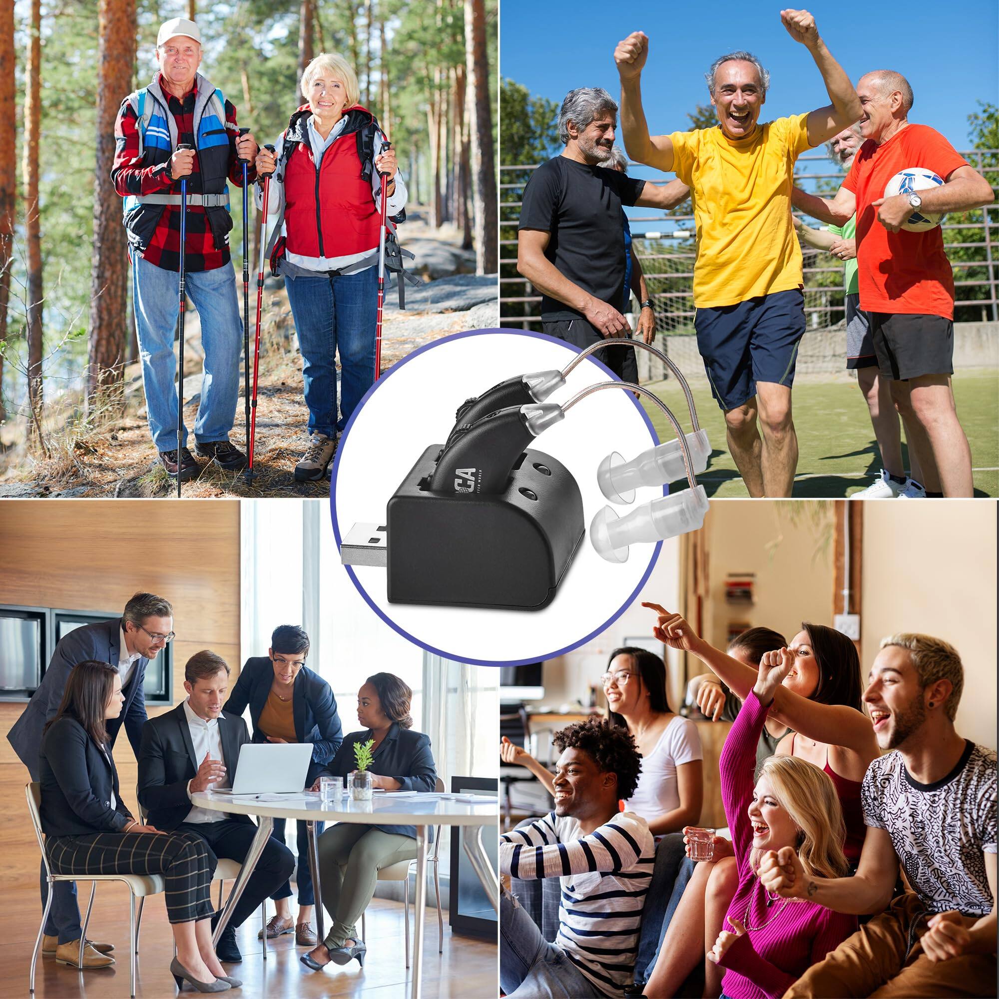 Alt View 5. MEDca - Digital Hearing Amplifiers - Rechargeable Premium BTE Personal Sound Amplifier Pair with USB Dock, Behind the Ear, Black - Black.