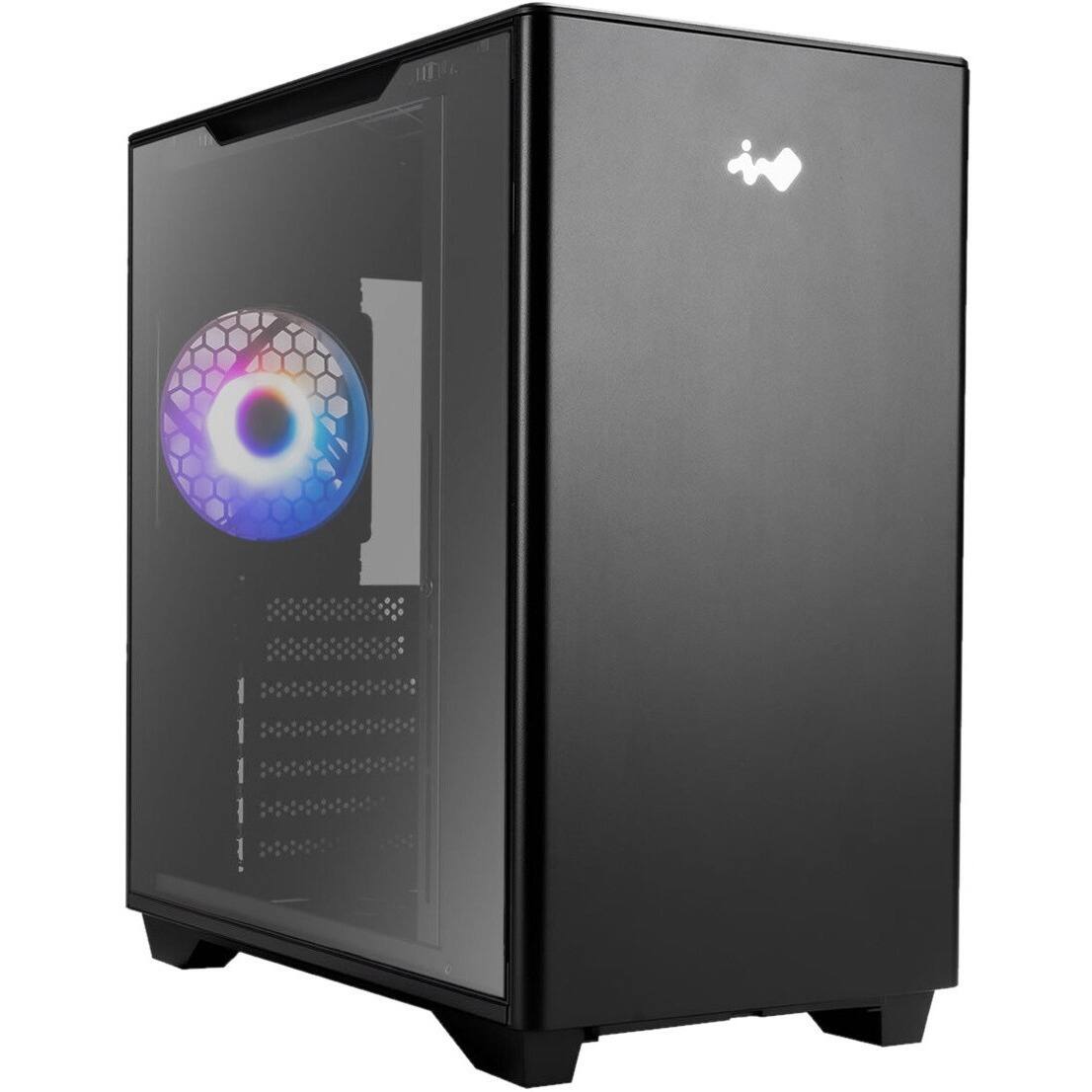 Alt View 4. In Win - In Win IW-CS-A5BLK-1AM120S A5 Computer Case - Mid-tower - Black - Tempered Glass, Aluminium, Acrylonitrile Butadiene - Black.