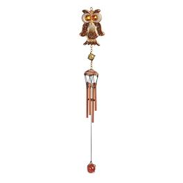 FC Design - 24" Long Brwon Owl Copper and Gem Wind Chime Outdoor Patio or Garden Hanging Decoration - Multi-Color