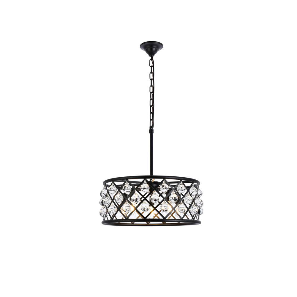 Alt View 5. Urban Classic - Madison 5 light Matte Black Pendant Clear Royal Cut Crystal - Matte Black.
