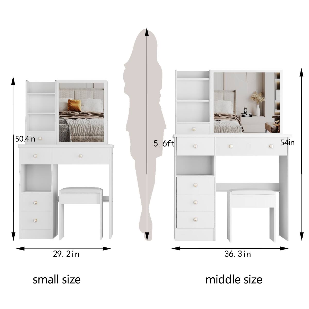 50.4in  
5.6ft  
54in  
29.2in  
36.3in  
small size  
middle size