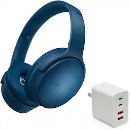 Bose - QuietComfort Headphones Bundle with Fast Charger - Wireless Bluetooth Over-Ear Noise Cancelling - Twilight Blue