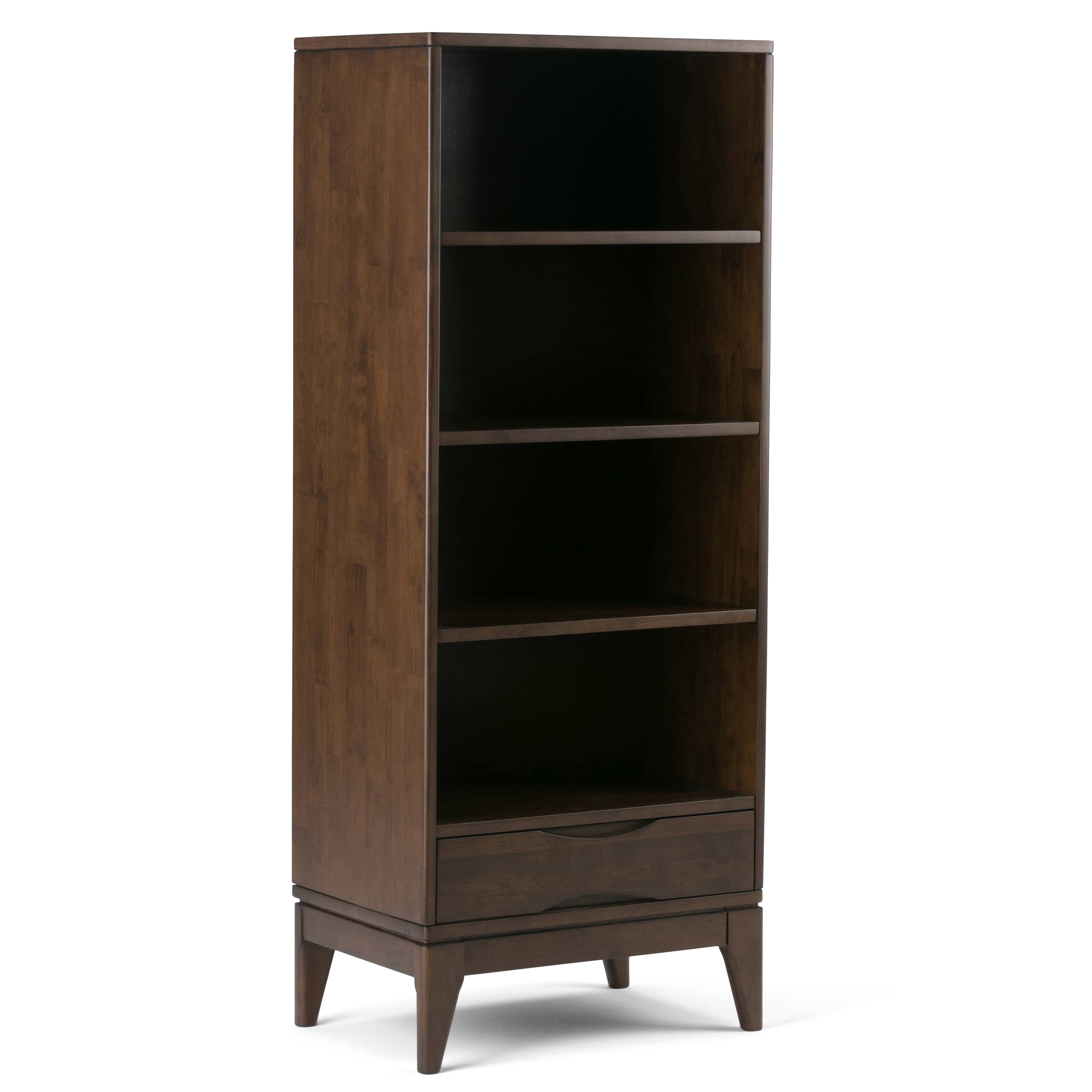 Alt View 2. Simpli Home - Harper 24 inch 4 Shelf Bookcase (Set of 2) - Walnut Brown.
