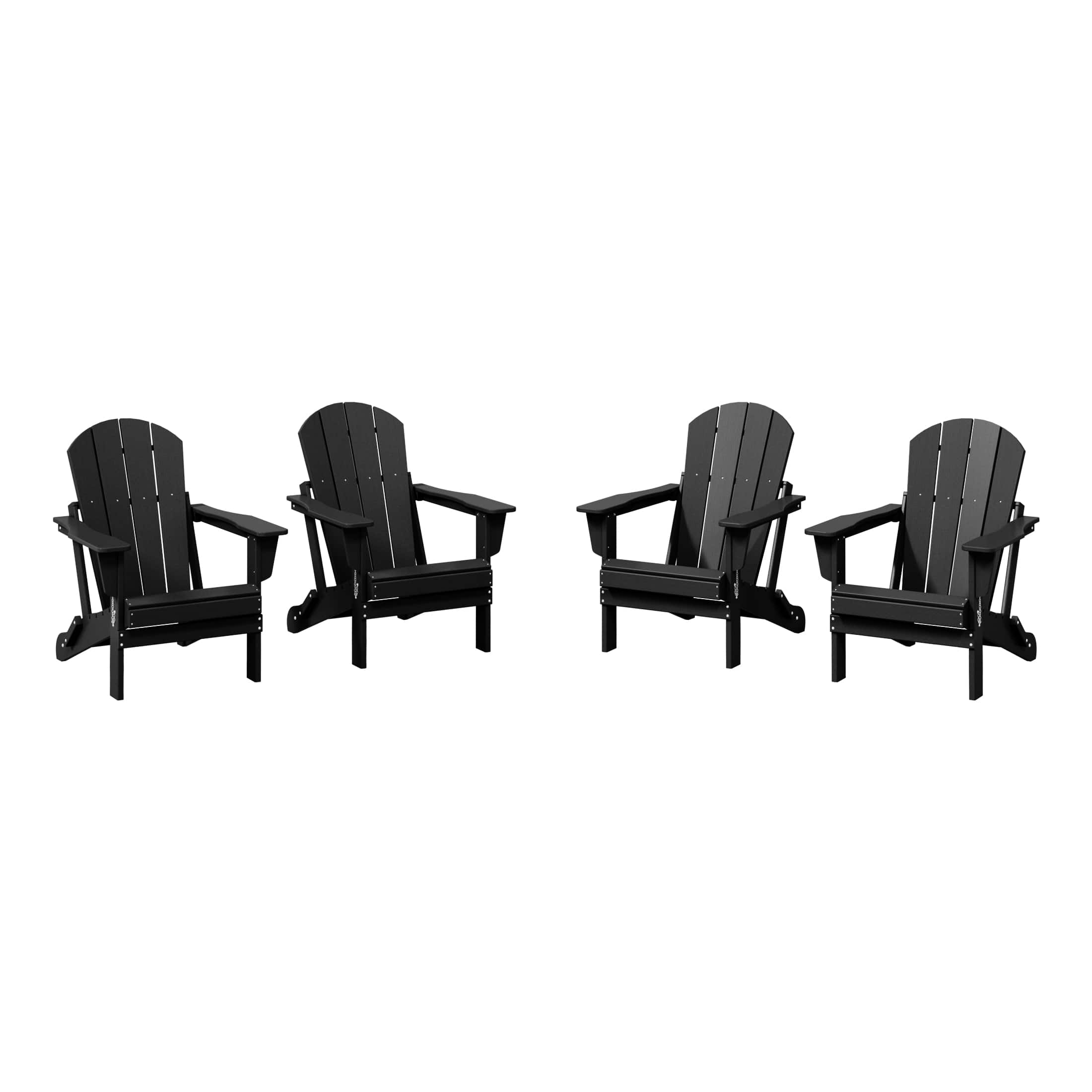 WestinTrends - Malibu Outdoor HDPE Folding Poly Adirondack Chairs (Set of 4) - Black