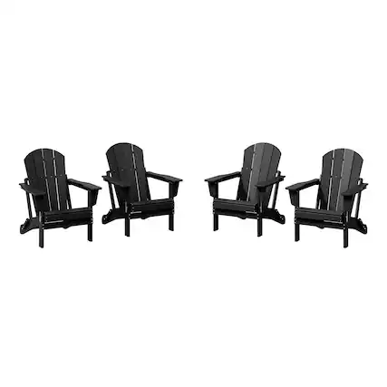 Front. WestinTrends - WestinTrends Malibu Outdoor HDPE Folding Poly Adirondack Chairs (Set of 4) - Black.