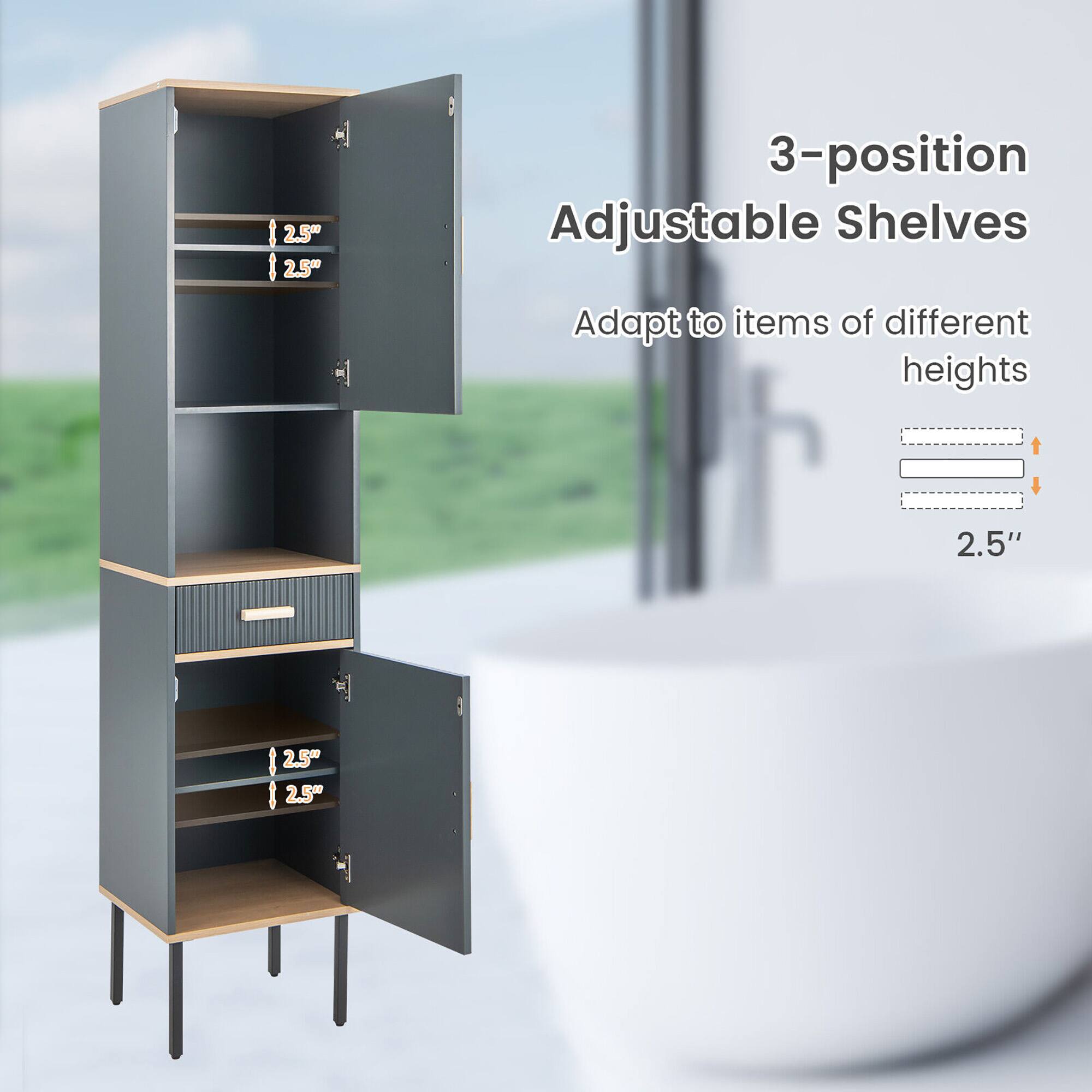 3-position Adjustable Shelves

Adapt to items of different heights

2.5"