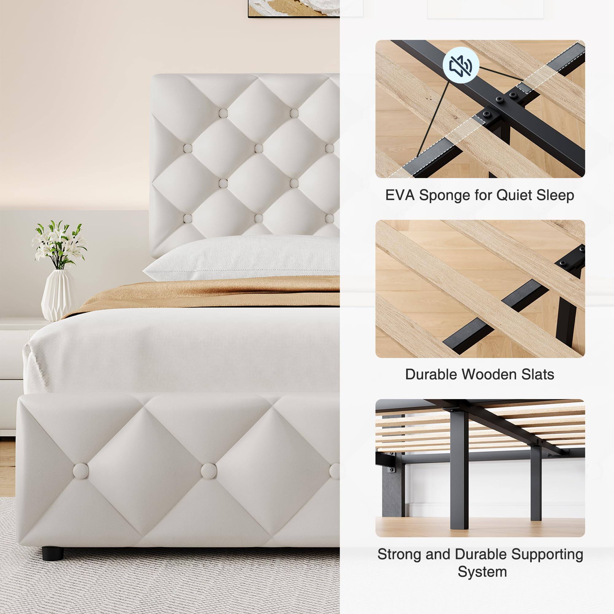 - EVA Sponge for Quiet Sleep
- Durable Wooden Slats
- Strong and Durable Supporting System