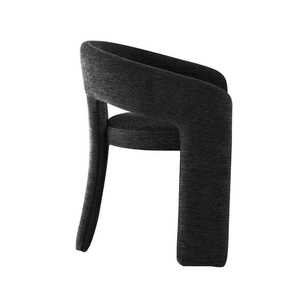 Alt View 3. Meridian Furniture - Rendition Black Plush Fabric Dining Chair Set of 2 - Black.