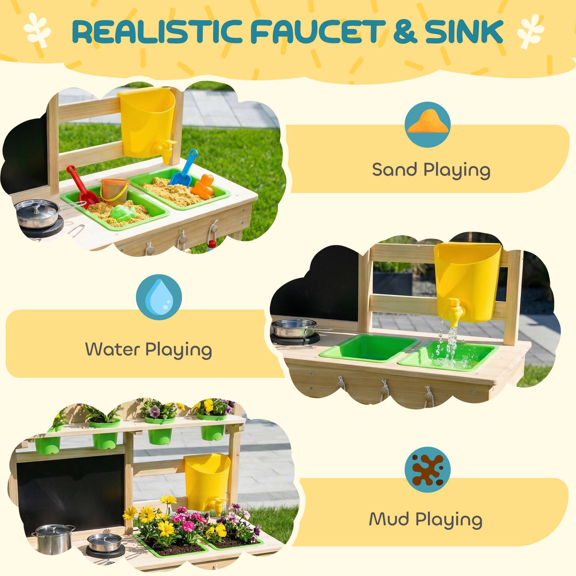 REALISTIC FAUCET & SINK

- Sand Playing
- Water Playing
- Mud Playing