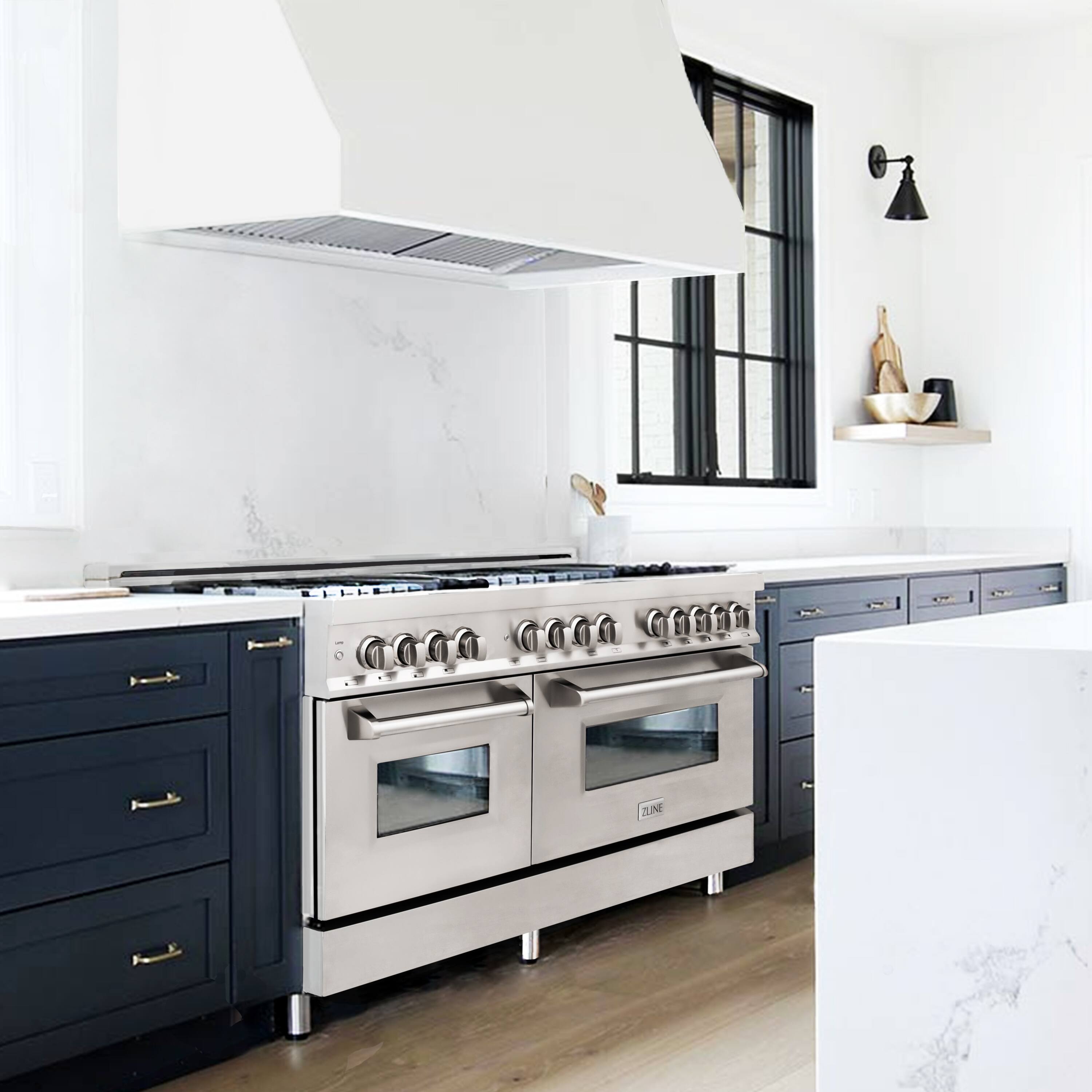 Alt View 18. ZLINE - 60" Legacy Dual Fuel Range w/ Gas Cooktop & 2 Electric Ovens w/ 8 Brass Burners (RA-BR-60) - Stainless steel look.