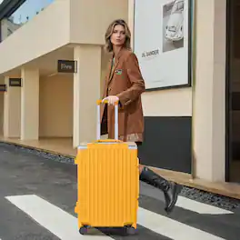 Brick Attic - 28 Inch Luggage PC+ABS Aluminum Frame Zipperless Checked Luggage Hard Shell Suitcase with TSA Lock Double Spinner Wheels - Orange