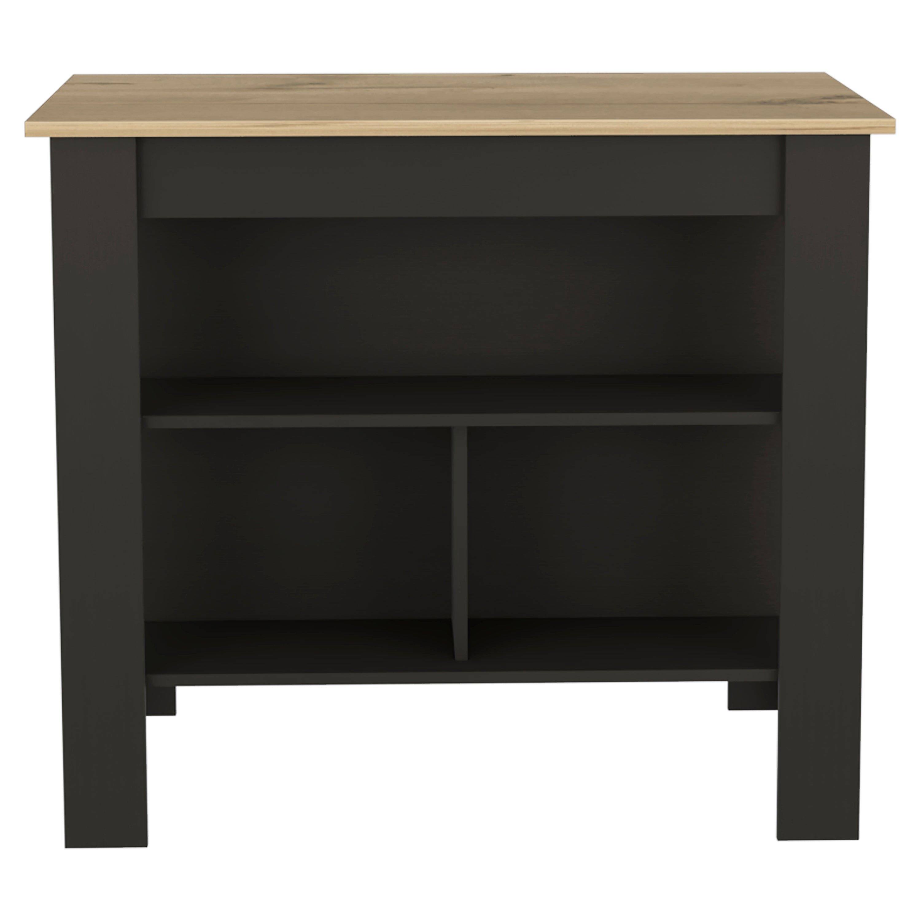 Alt View 2. Spaco - Spaco Kitchen Island with 3 Storage Shelves, Spacious Prep Area, Easy Assembly and 40.5 Inch Top - Black+Light Oak.