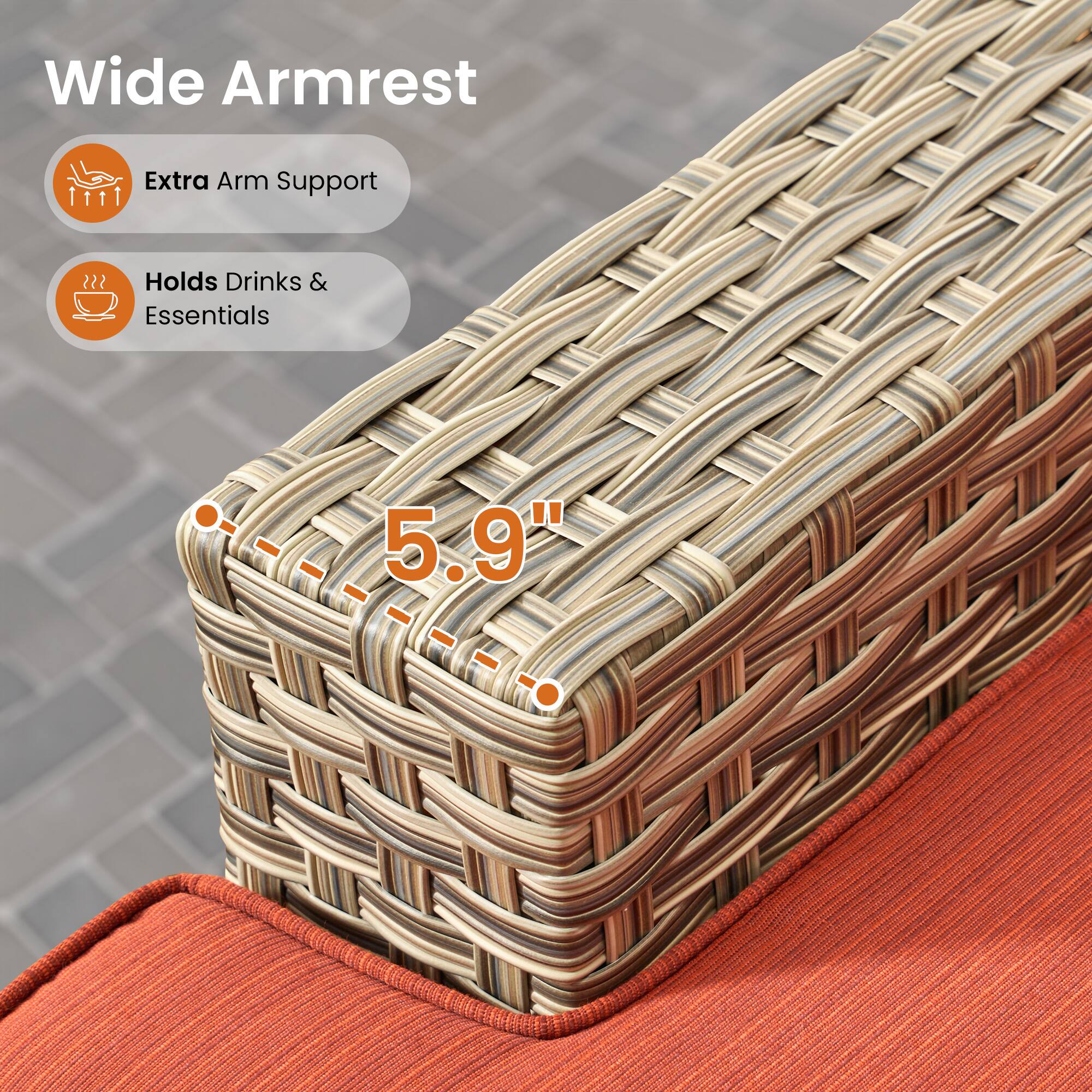 Wide Armrest Extra Arm Support | Holds Drinks & Essentials 5.9"