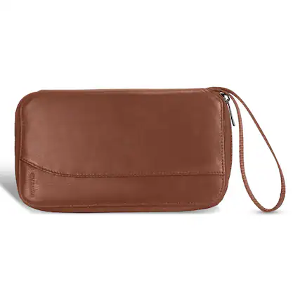 Front. Champs - Onyx Collection Leather Multi Passport Case - Brown.