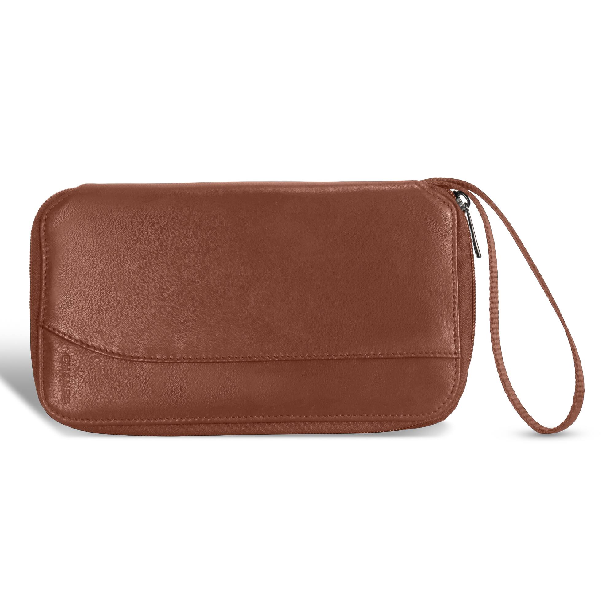 Front. Champs - Onyx Collection Leather Multi Passport Case - Brown.