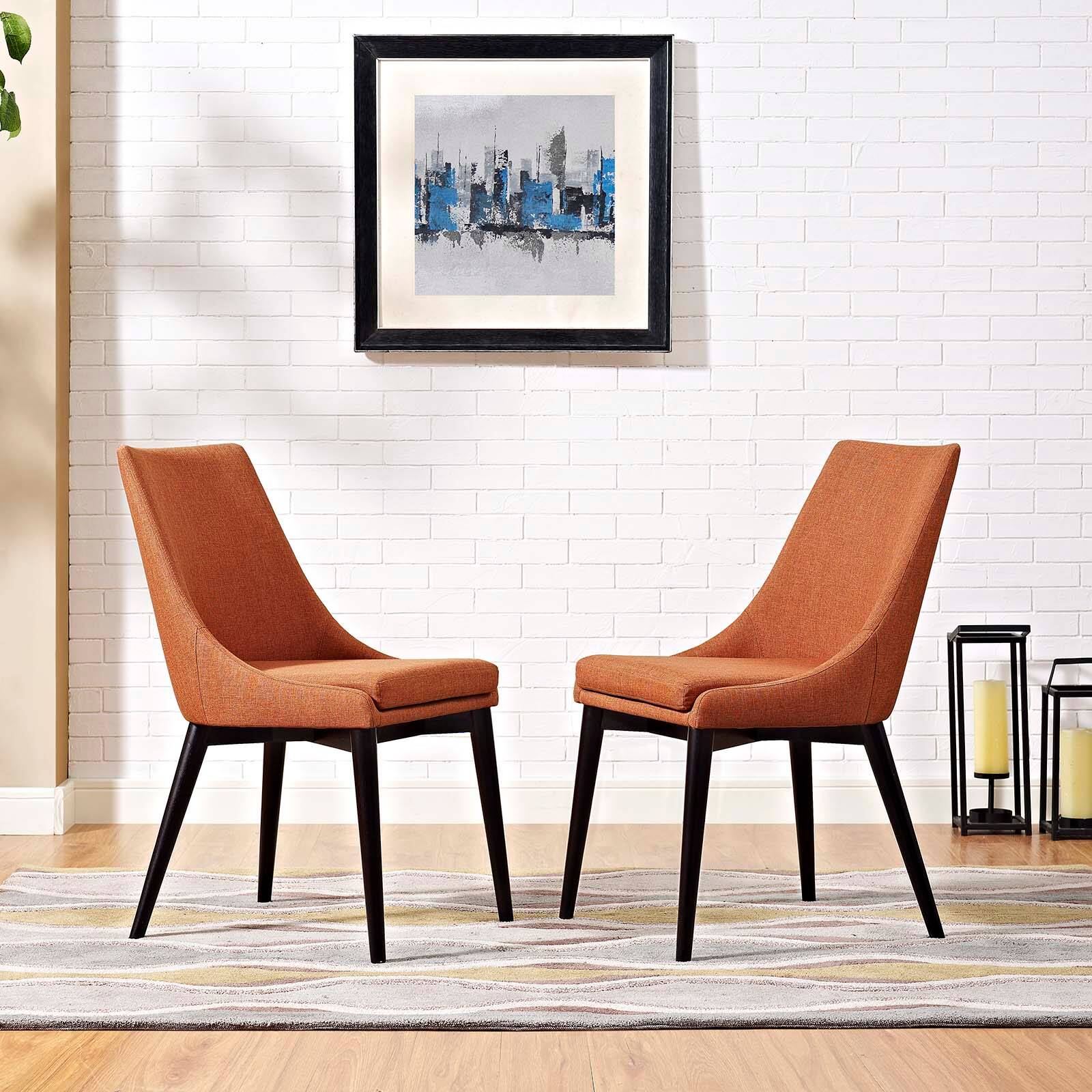 Front. Modway - Viscount Fabric Dining Side Chair Set of 2 by Modway - Orange.