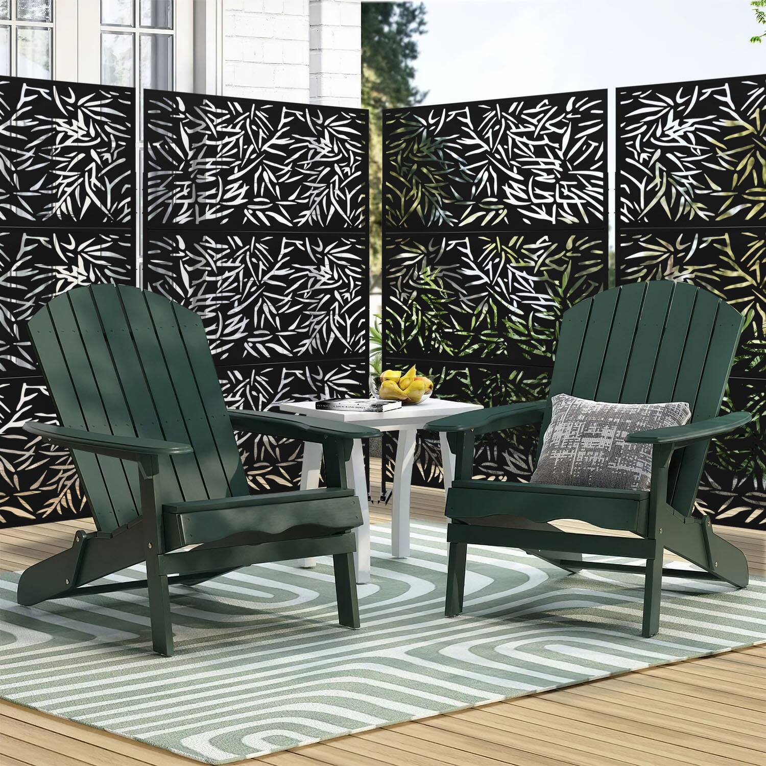 Alt View 2. PexFix - 72 in. x 47 in. Bamboo Pattern Metal Outdoor Privacy Screen & Panels, Freestanding Garden Divider Fence - Black.