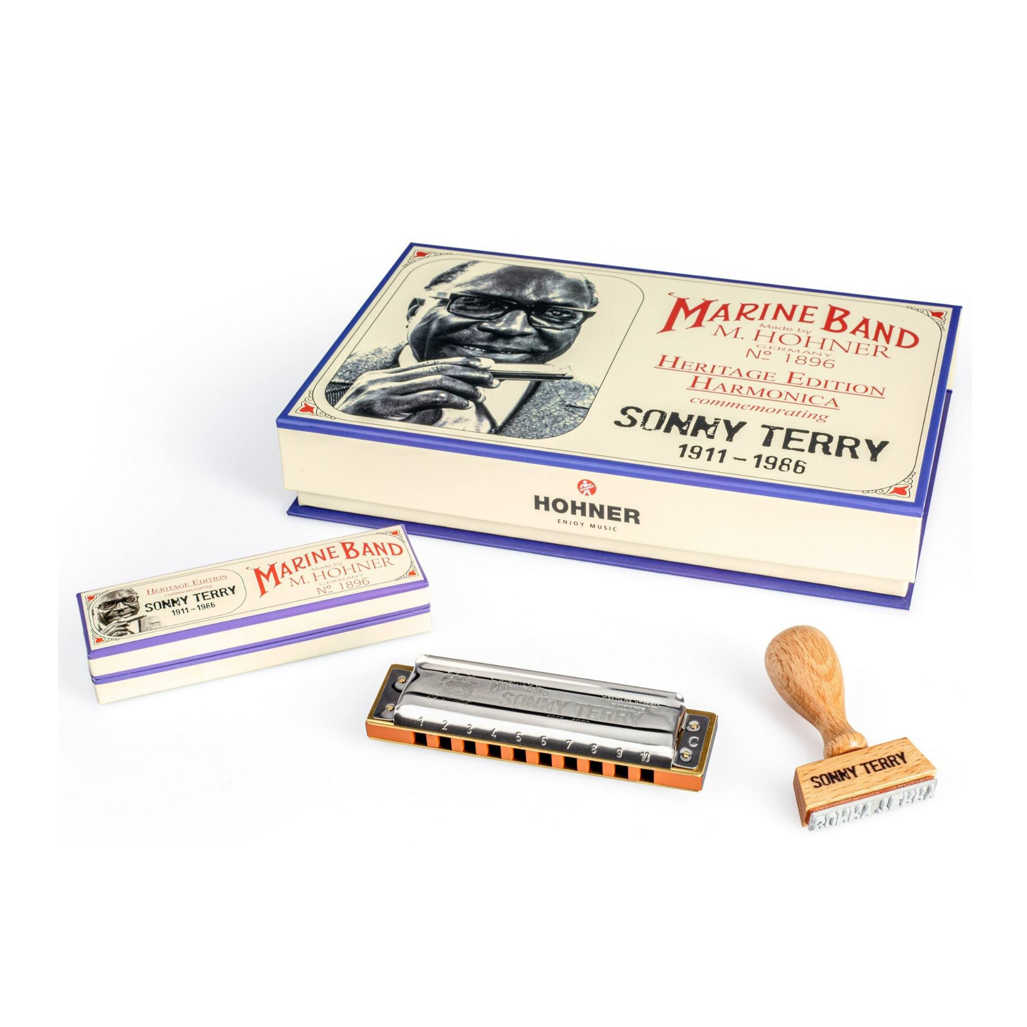 MARINE BAND  
M. HOHNER  
No. 1896  
HERITAGE EDITION  
HARMONICA  
SONNY TERRY  
1911 - 1986  

MARINE BAND  
M. HOHNER  
No. 1896  
HERITAGE EDITION  
HARMONICA  
SONNY TERRY  
1911 - 1986  

SONNY TERRY  
1911 - 1986  

SONNY TERRY