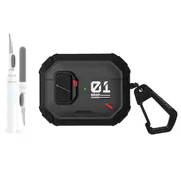 Dteck - For Airpods 5th Gen Shockproof Rugged Magnetic Lock Case With Keychain+Clean Pen - Black