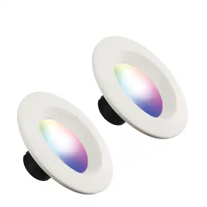 Front. Energizer - 2-Pack Smart Wi-Fi Multi-Color LED Light Recessed Downlight, 6 inch 85W BR30 E26, 1100 Lumens - Multicolor.