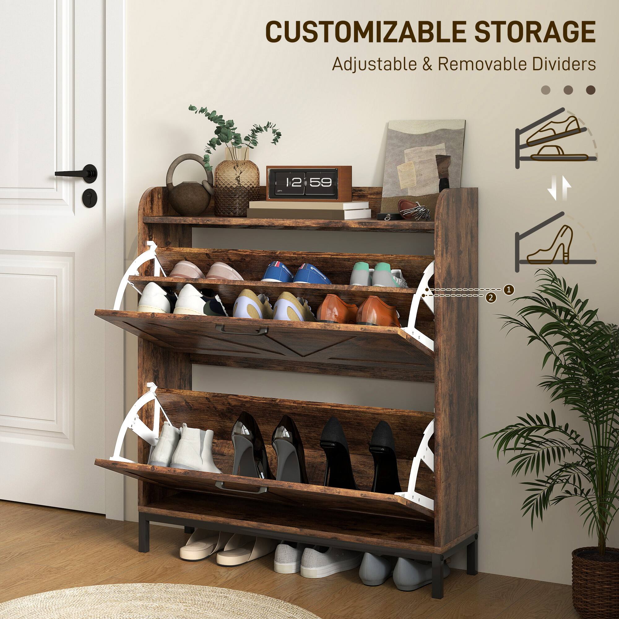 CUSTOMIZABLE STORAGE, Adjustable & Removable Dividers, 12:59, 2, 1
