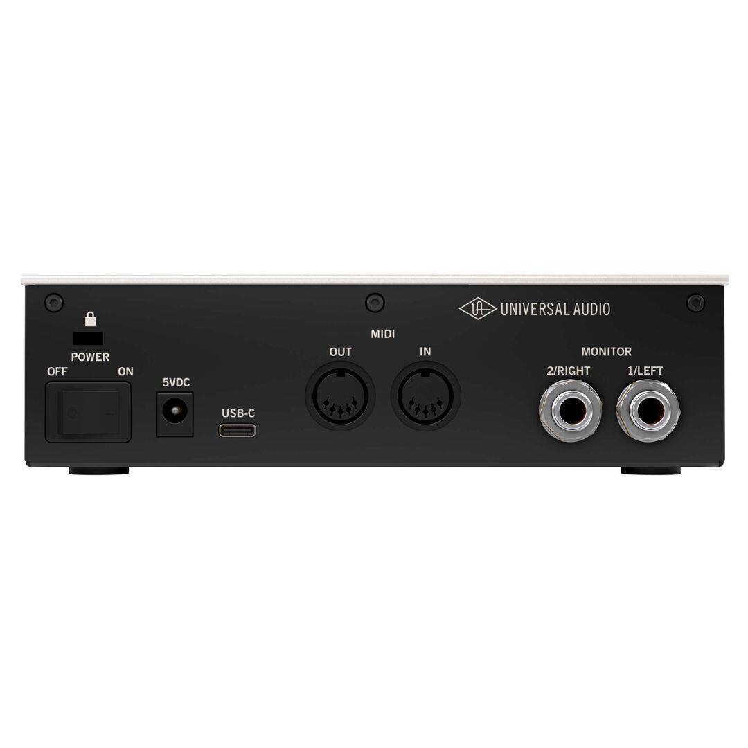 LA UNIVERSAL AUDIO  
POWER OFF ON  
5VDC OUT MIDI IN  
MONITOR 2/RIGHT 1/LEFT  
USB-C
