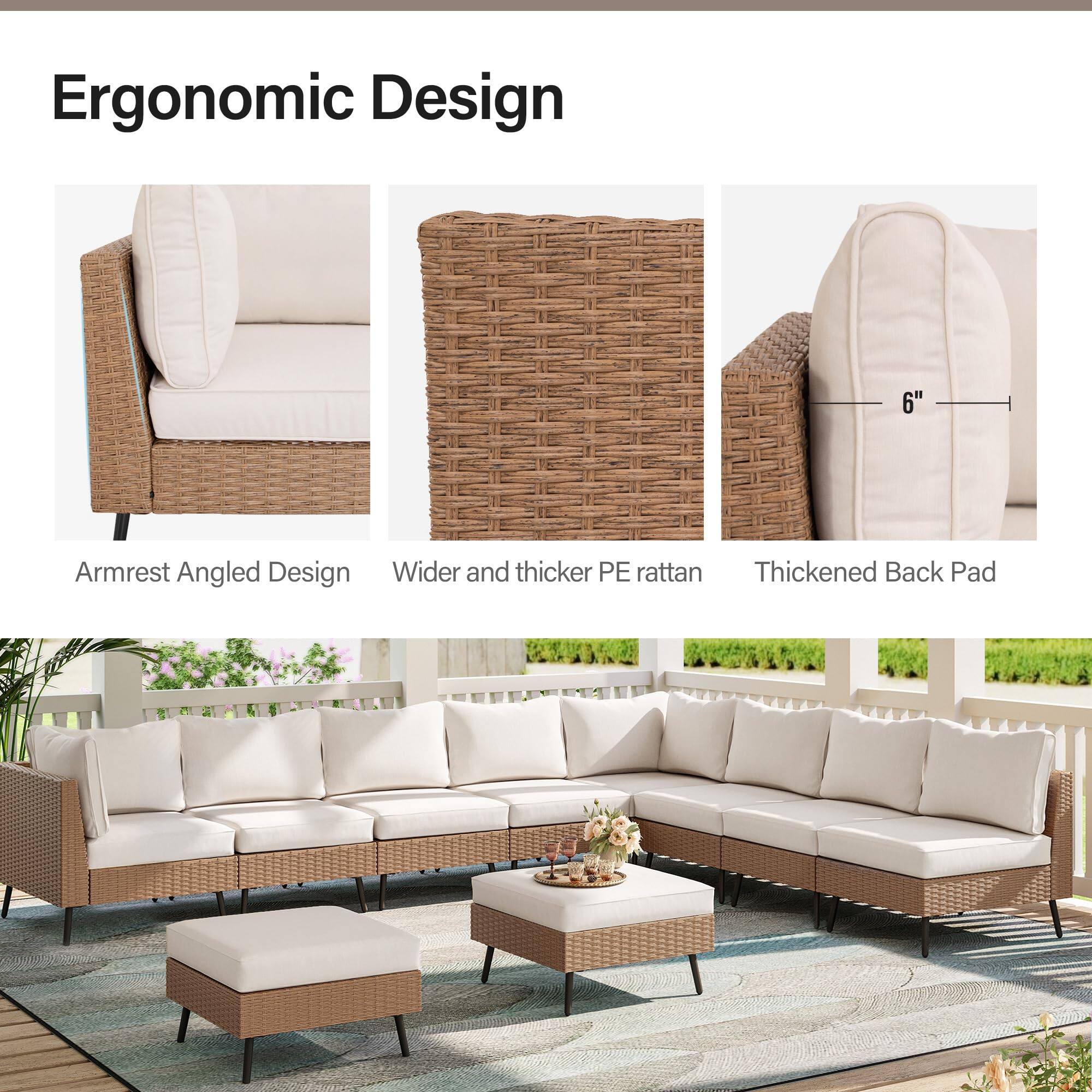 Ergonomic Design

- Armrest Angled Design
- Wider and thicker PE rattan
- Thickened Back Pad

6"