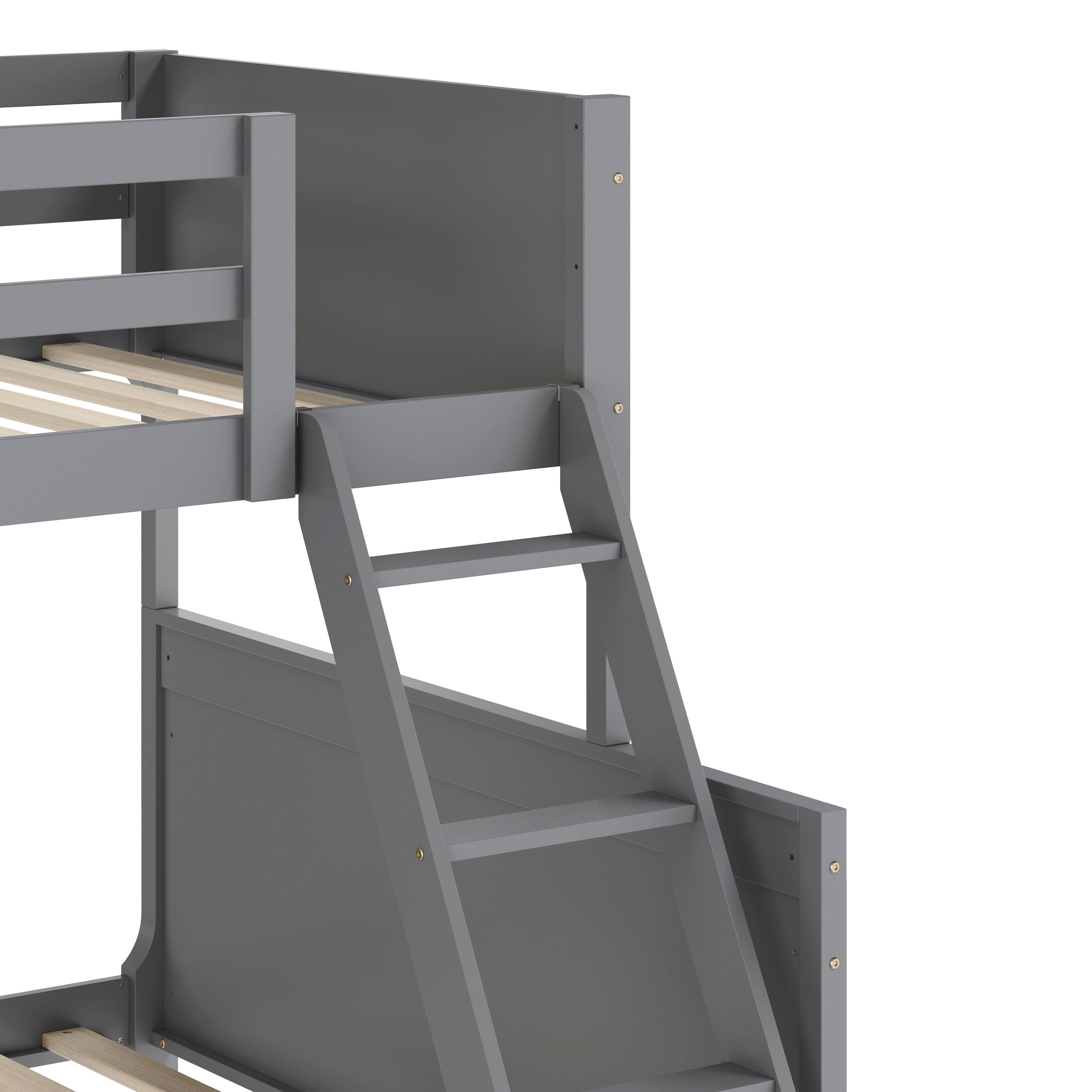 Alt View 9. Emma + Oliver - Samuel Kids Bunk Bed with Convertible, Solid Wood Slatted Frame and Easy-to-Climb Ladder with No Box Spring Required - Gray.