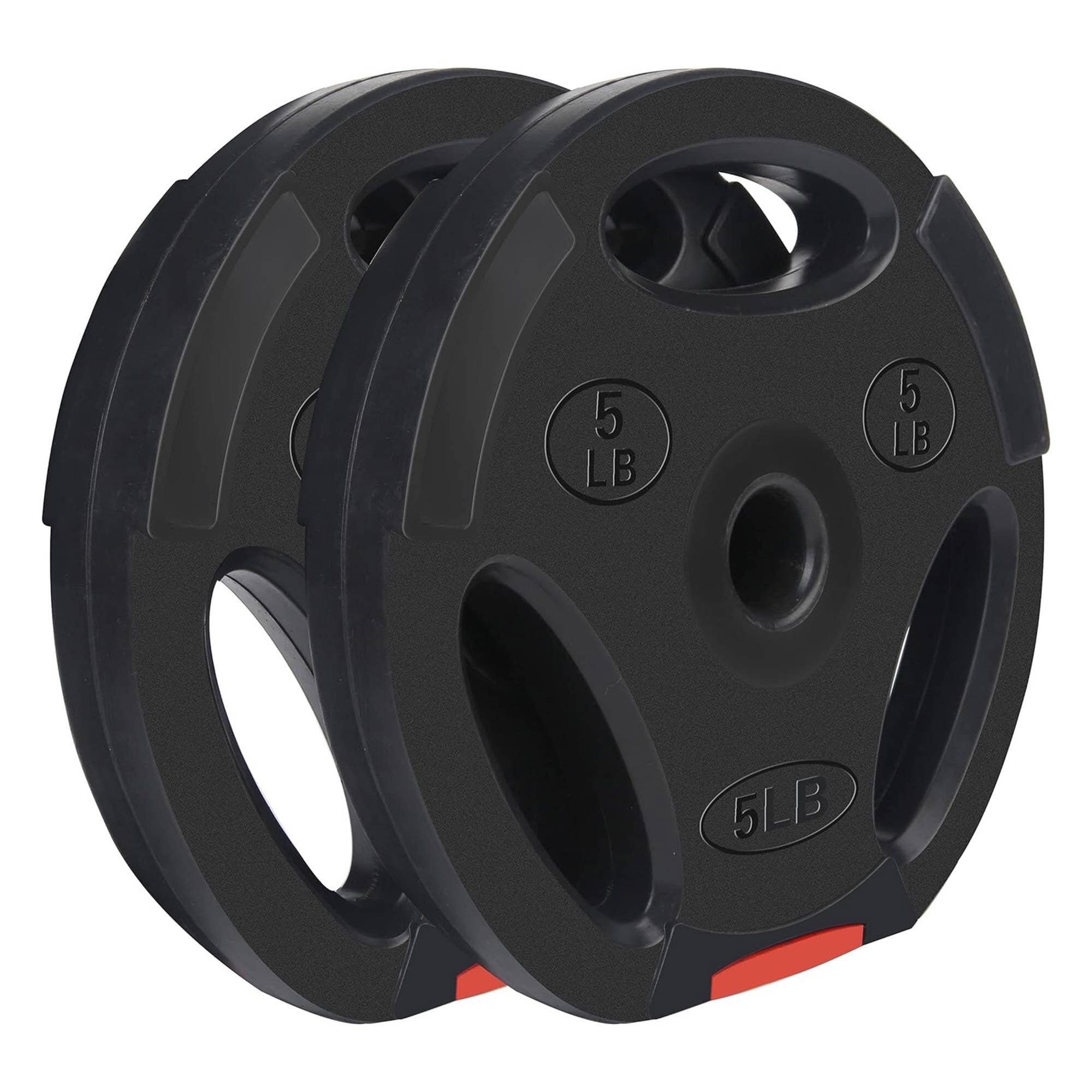 Alt View 1. Signature Fitness - Signature Fitness Standard 5 Pound Coded Olympic Weight Plate, Black (Set of 2) - Black.