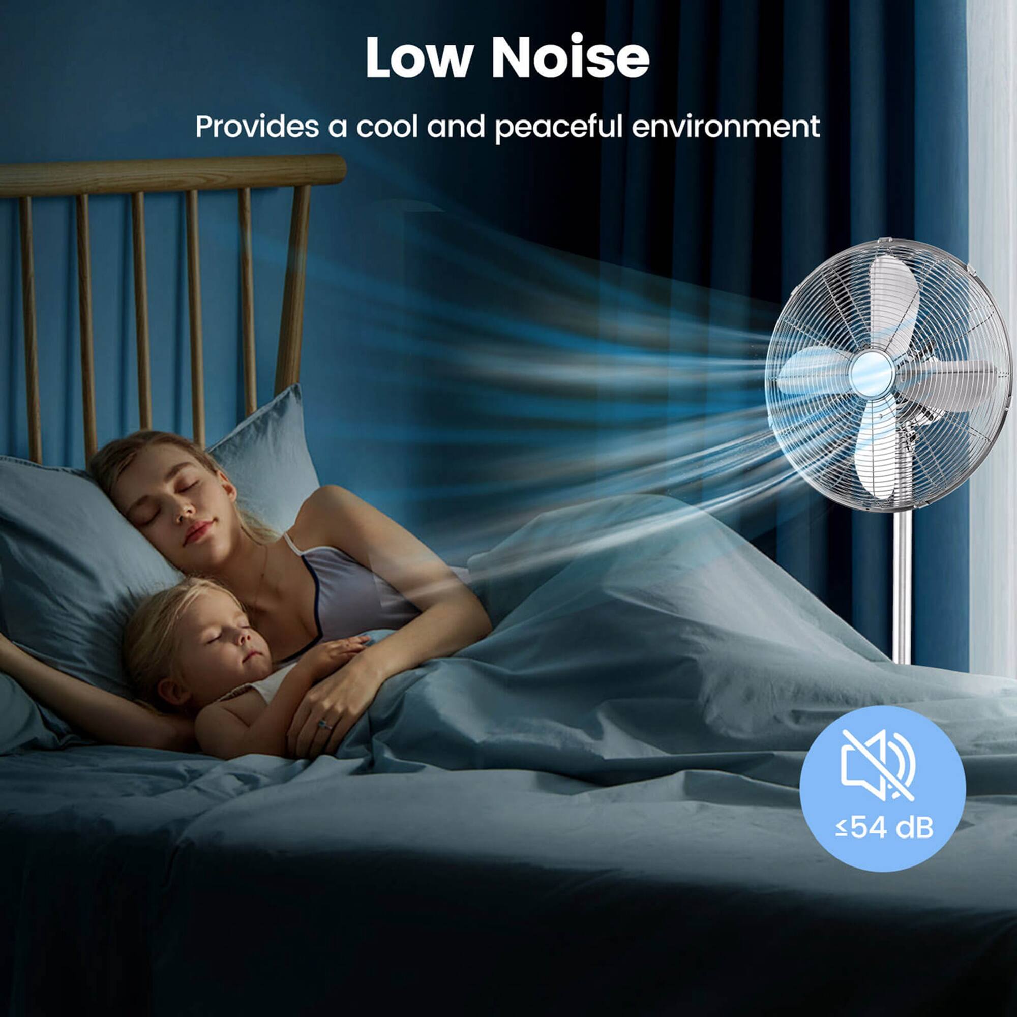 Low Noise Provides a cool and peaceful environment 54 dB.