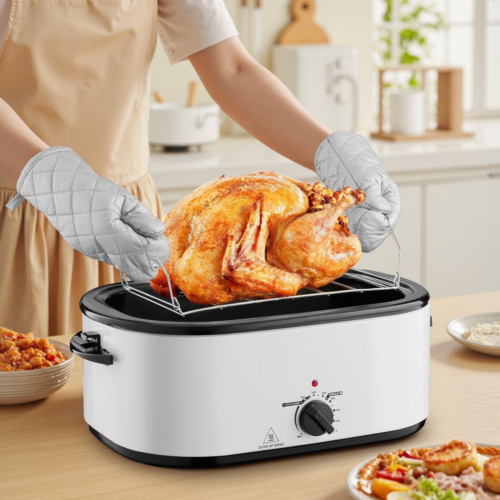 Alt View 1. Glintex - 26QT Roaster Oven Electric Turkey Roaster 150-450℉ Adjustable Temp with Self-Basting Lid and Rack - Silver.